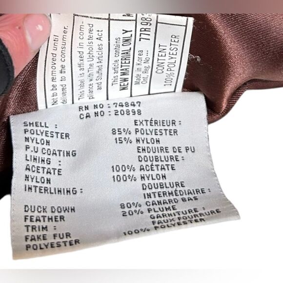 Andrew Marc Duck Down Feather Puffer Coat Chocolate Brown Jacket Faux Fur Collar - Picture 9 of 13